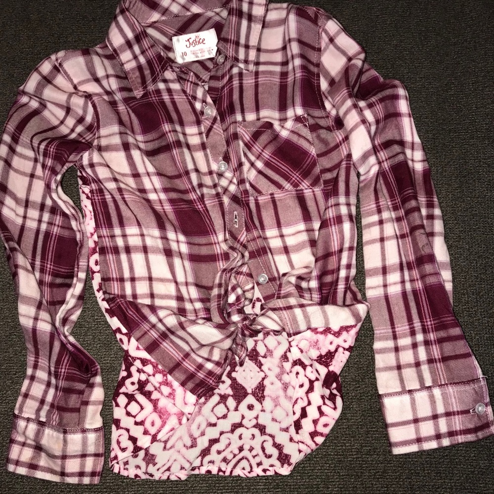 Justice size 10 button flannel